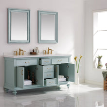 Load image into Gallery viewer, Vinnova Charlotte 72&quot; Vanity in Finnish Green with Carrara White Composite Stone Countertop With Mirror- Vinnova