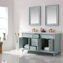 Load image into Gallery viewer, Vinnova Charlotte 72&quot; Vanity in Finnish Green with Carrara White Composite Stone Countertop Without Mirror- Vinnova
