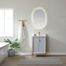 Load image into Gallery viewer, Vinnova Granada 24&quot; Vanity in Paris Grey with White Composite Grain Stone Countertop With Mirror- Vinnova