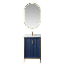 Load image into Gallery viewer, Vinnova Granada 24&quot; Vanity in Royal Blue with White Composite Grain Stone Countertop With Mirror- Vinnova