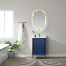 Load image into Gallery viewer, Vinnova Granada 24&quot; Vanity in Royal Blue with White Composite Grain Stone Countertop With Mirror- Vinnova