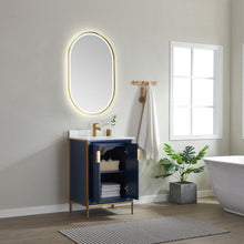 Load image into Gallery viewer, Vinnova Granada 24&quot; Vanity in Royal Blue with White Composite Grain Stone Countertop With Mirror- Vinnova