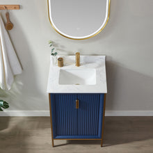 Load image into Gallery viewer, Vinnova Granada 24&quot; Vanity in Royal Blue with White Composite Grain Stone Countertop With Mirror- Vinnova