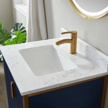 Load image into Gallery viewer, Vinnova Granada 24&quot; Vanity in Royal Blue with White Composite Grain Stone Countertop With Mirror- Vinnova