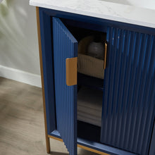 Load image into Gallery viewer, Vinnova Granada 24&quot; Vanity in Royal Blue with White Composite Grain Stone Countertop With Mirror- Vinnova