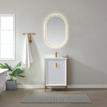 Load image into Gallery viewer, Vinnova Granada 24&quot; Vanity in White with White Composite Grain Stone Countertop With Mirror- Vinnova