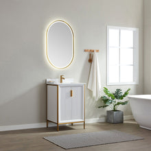 Load image into Gallery viewer, Vinnova Granada 24&quot; Vanity in White with White Composite Grain Stone Countertop With Mirror- Vinnova