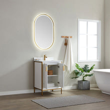 Load image into Gallery viewer, Vinnova Granada 24&quot; Vanity in White with White Composite Grain Stone Countertop With Mirror- Vinnova