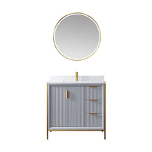 Load image into Gallery viewer, Vinnova Granada 36" Vanity in Paris Grey with White Composite Grain Stone Countertop With Mirror- Vinnova