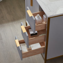 Load image into Gallery viewer, Vinnova Granada 36" Vanity in Paris Grey with White Composite Grain Stone Countertop With Mirror- Vinnova