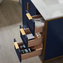 Load image into Gallery viewer, Vinnova Granada 36" Vanity in Royal Blue with White Composite Grain Stone Countertop With Mirror- Vinnova