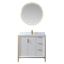 Load image into Gallery viewer, Vinnova Granada 36" Vanity in White with White Composite Grain Stone Countertop With Mirror- Vinnova