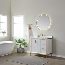 Load image into Gallery viewer, Vinnova Granada 36" Vanity in White with White Composite Grain Stone Countertop With Mirror- Vinnova