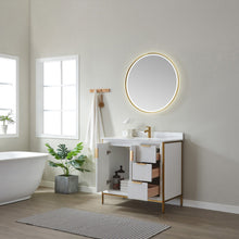 Load image into Gallery viewer, Vinnova Granada 36" Vanity in White with White Composite Grain Stone Countertop With Mirror- Vinnova
