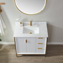 Load image into Gallery viewer, Vinnova Granada 36" Vanity in White with White Composite Grain Stone Countertop With Mirror- Vinnova