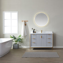 Load image into Gallery viewer, Vinnova Granada 48&quot; Vanity in Paris Grey with White Composite Grain Stone Countertop With Mirror- Vinnova