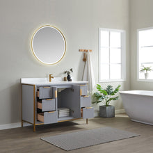 Load image into Gallery viewer, Vinnova Granada 48&quot; Vanity in Paris Grey with White Composite Grain Stone Countertop With Mirror- Vinnova