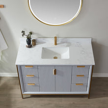 Load image into Gallery viewer, Vinnova Granada 48&quot; Vanity in Paris Grey with White Composite Grain Stone Countertop With Mirror- Vinnova