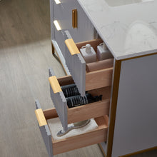 Load image into Gallery viewer, Vinnova Granada 48&quot; Vanity in Paris Grey with White Composite Grain Stone Countertop With Mirror- Vinnova