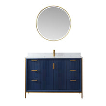 Load image into Gallery viewer, Vinnova Granada 48&quot; Vanity in Royal Blue with White Composite Grain Stone Countertop With Mirror- Vinnova