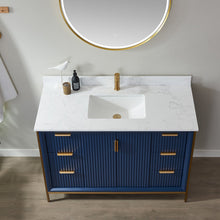 Load image into Gallery viewer, Vinnova Granada 48&quot; Vanity in Royal Blue with White Composite Grain Stone Countertop With Mirror- Vinnova