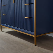 Load image into Gallery viewer, Vinnova Granada 48&quot; Vanity in Royal Blue with White Composite Grain Stone Countertop With Mirror- Vinnova