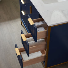 Load image into Gallery viewer, Vinnova Granada 48&quot; Vanity in Royal Blue with White Composite Grain Stone Countertop With Mirror- Vinnova