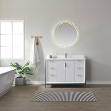 Load image into Gallery viewer, Vinnova Granada 48&quot; Vanity in White with White Composite Grain Stone Countertop With Mirror- Vinnova