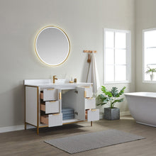 Load image into Gallery viewer, Vinnova Granada 48&quot; Vanity in White with White Composite Grain Stone Countertop With Mirror- Vinnova