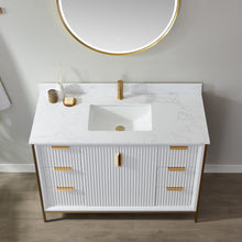 Load image into Gallery viewer, Vinnova Granada 48&quot; Vanity in White with White Composite Grain Stone Countertop With Mirror- Vinnova