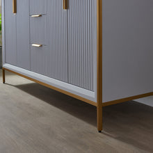 Load image into Gallery viewer, Vinnova Granada 60&quot; Vanity in Paris Grey with White Composite Grain Stone Countertop With Mirror- Vinnova