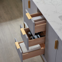 Load image into Gallery viewer, Vinnova Granada 60&quot; Vanity in Paris Grey with White Composite Grain Stone Countertop With Mirror- Vinnova