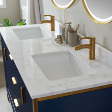 Load image into Gallery viewer, Vinnova Granada 60&quot; Vanity in Royal Blue with White Composite Grain Stone Countertop With Mirror- Vinnova
