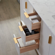Load image into Gallery viewer, Vinnova Granada 60&quot; Vanity in White with White Composite Grain Stone Countertop With Mirror- Vinnova