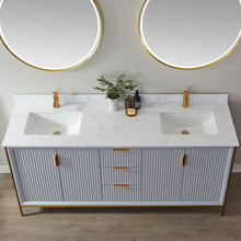 Load image into Gallery viewer, Vinnova Granada 72&quot; Vanity in Paris Grey with White Composite Grain Stone Countertop With Mirror- Vinnova