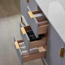 Load image into Gallery viewer, Vinnova Granada 72&quot; Vanity in Paris Grey with White Composite Grain Stone Countertop With Mirror- Vinnova