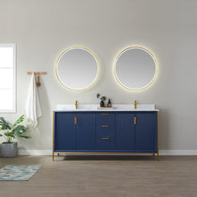 Load image into Gallery viewer, Vinnova Granada 72&quot; Vanity in Royal Blue with White Composite Grain Stone Countertop With Mirror- Vinnova