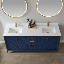 Load image into Gallery viewer, Vinnova Granada 72&quot; Vanity in Royal Blue with White Composite Grain Stone Countertop With Mirror- Vinnova