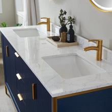 Load image into Gallery viewer, Vinnova Granada 72&quot; Vanity in Royal Blue with White Composite Grain Stone Countertop With Mirror- Vinnova