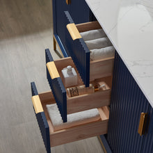Load image into Gallery viewer, Vinnova Granada 72&quot; Vanity in Royal Blue with White Composite Grain Stone Countertop With Mirror- Vinnova