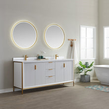 Load image into Gallery viewer, Vinnova Granada 72&quot; Vanity in White with White Composite Grain Stone Countertop With Mirror- Vinnova