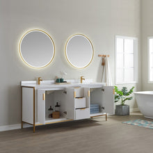 Load image into Gallery viewer, Vinnova Granada 72&quot; Vanity in White with White Composite Grain Stone Countertop With Mirror- Vinnova