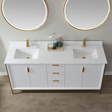 Load image into Gallery viewer, Vinnova Granada 72&quot; Vanity in White with White Composite Grain Stone Countertop With Mirror- Vinnova