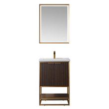 Load image into Gallery viewer, Vinnova Donostia 24&quot; Vanity in Walnut with Ceramic under-mount Sink With Mirror- Vinnova