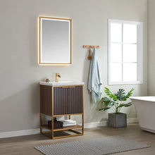 Load image into Gallery viewer, Vinnova Donostia 24&quot; Vanity in Walnut with Ceramic under-mount Sink With Mirror- Vinnova