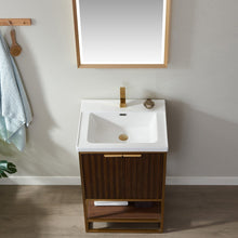 Load image into Gallery viewer, Vinnova Donostia 24&quot; Vanity in Walnut with Ceramic under-mount Sink With Mirror- Vinnova