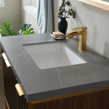 Load image into Gallery viewer, Vinnova Donostia 36" Vanity in Walnut with Grey Composite Armani limestone board stone countertop With Mirror- Vinnova
