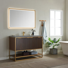 Load image into Gallery viewer, Vinnova Donostia 48&quot; Vanity in Walnut with Grey Composite Armani limestone board stone countertop With Mirror- Vinnova