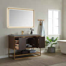 Load image into Gallery viewer, Vinnova Donostia 48&quot; Vanity in Walnut with Grey Composite Armani limestone board stone countertop With Mirror- Vinnova