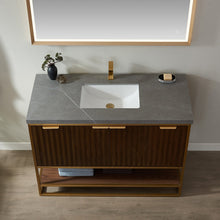 Load image into Gallery viewer, Vinnova Donostia 48&quot; Vanity in Walnut with Grey Composite Armani limestone board stone countertop With Mirror- Vinnova